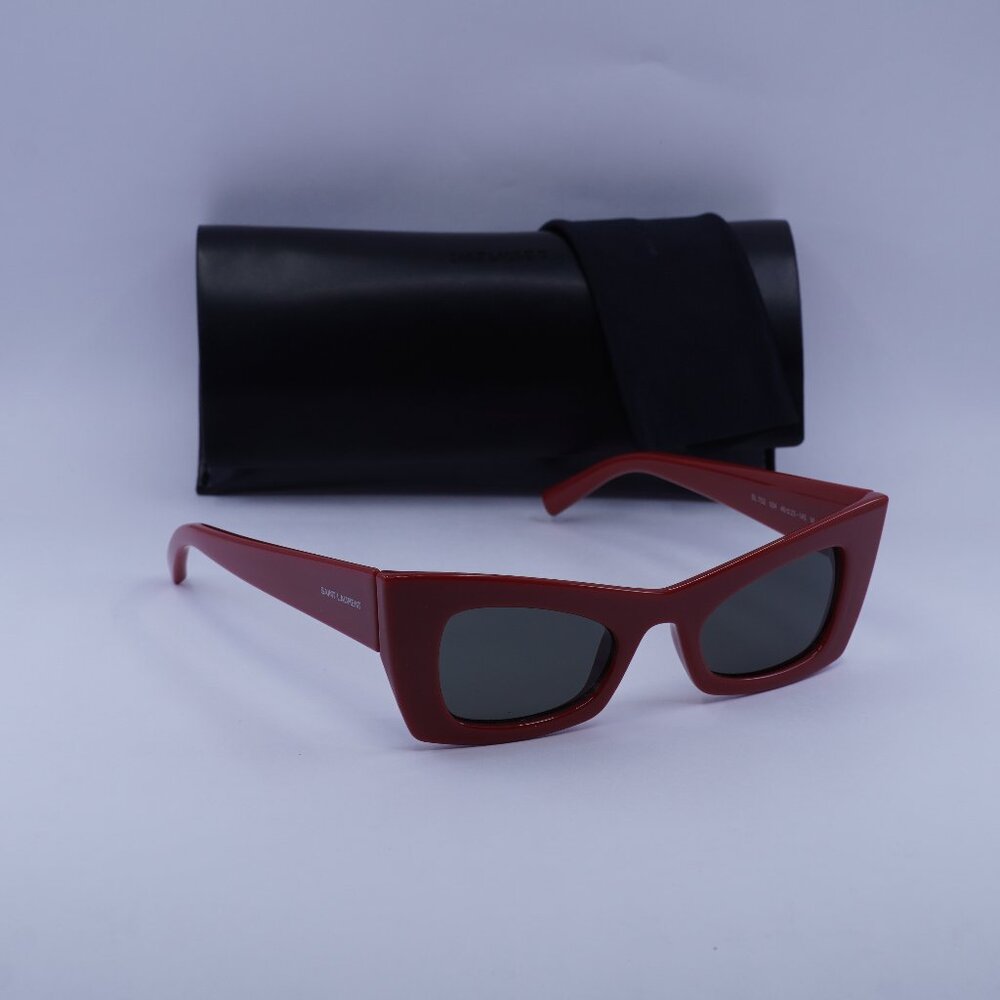 Saint Laurent SL702 004 Cat Eye Sunglasses - Red/Grey
